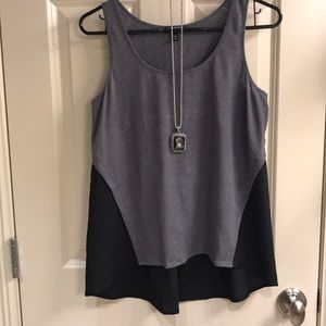 Express: Gray and Black tank.